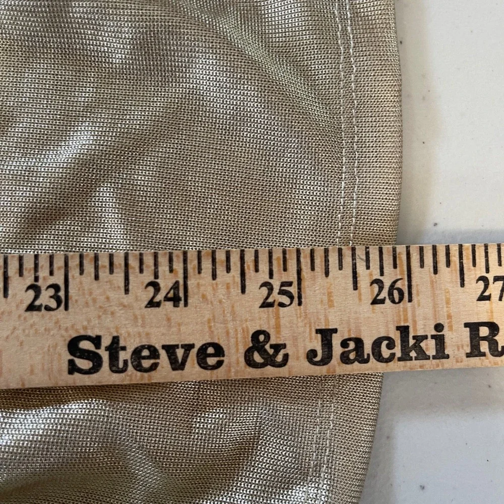 M by Rebecca Minkoff Womne's XL Mock Neck Gold Metallic Sleeveless Blouse Ruched - Picture 11 of 12